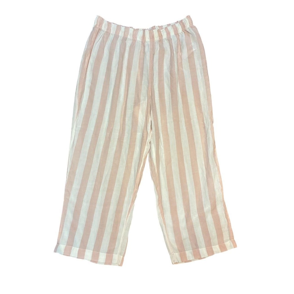 Sincerely Jules Pink White Striped Cotton Lounge Pants Elastic Waist Womens M